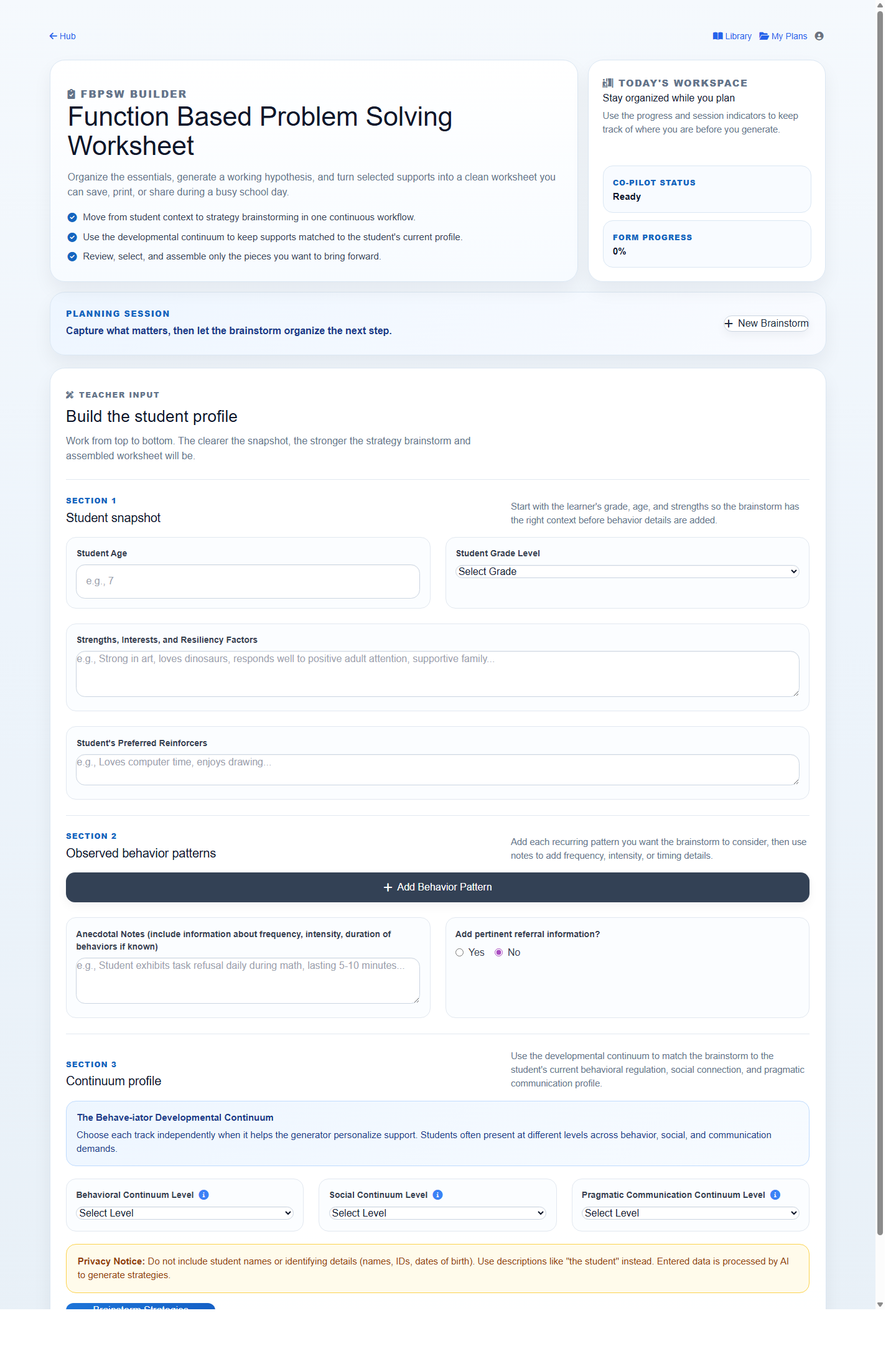 FBPSW generator interface